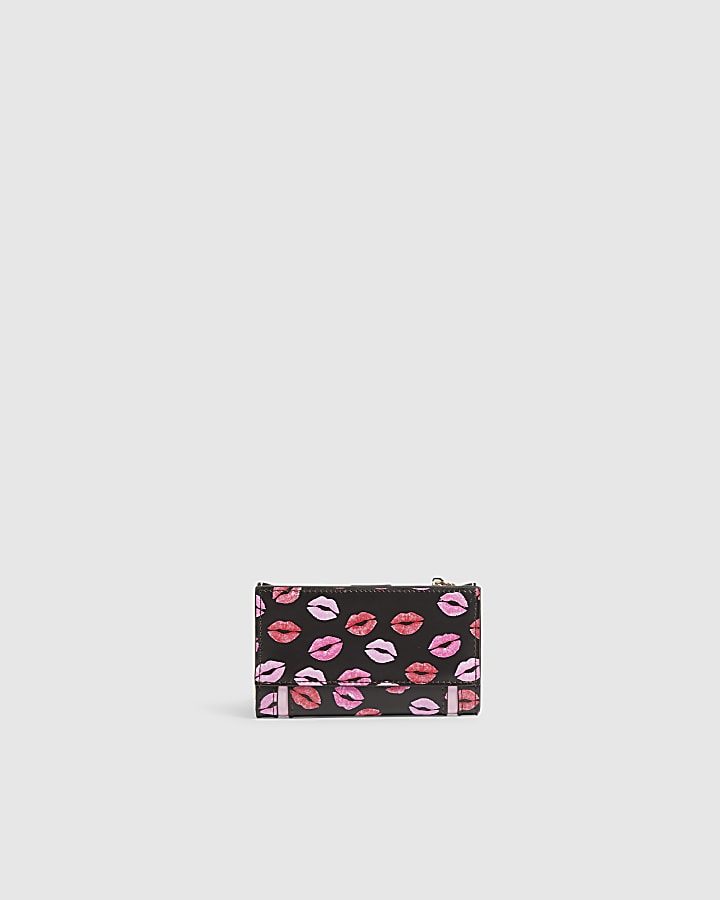 Brown Lipstick Print Purse