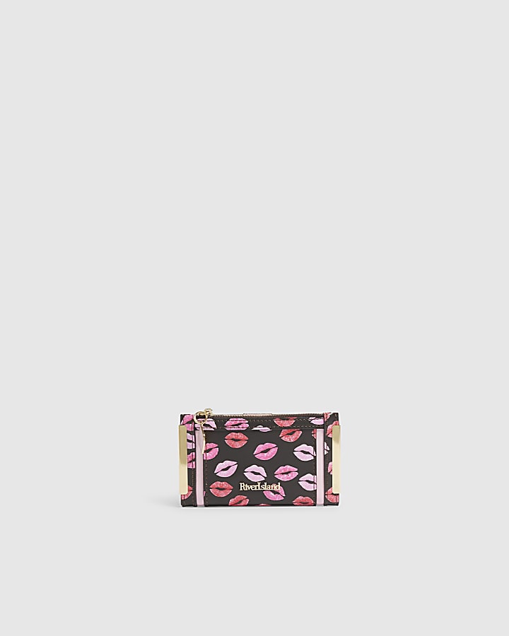 Brown Lipstick Print Purse