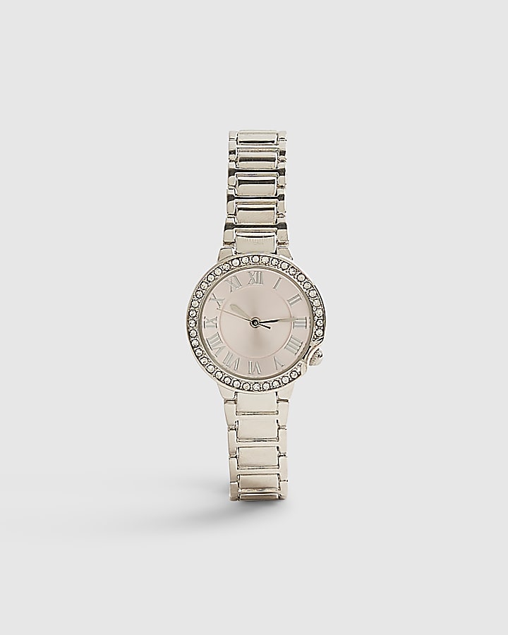 Silver Pink Face Bracelet Watch