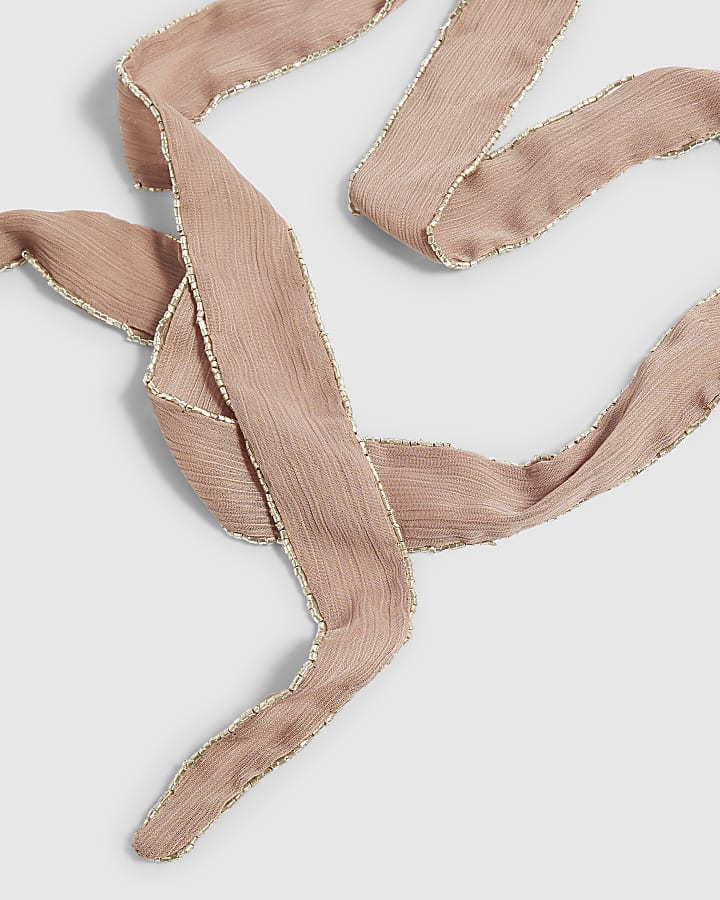 Pink Beaded Scarf