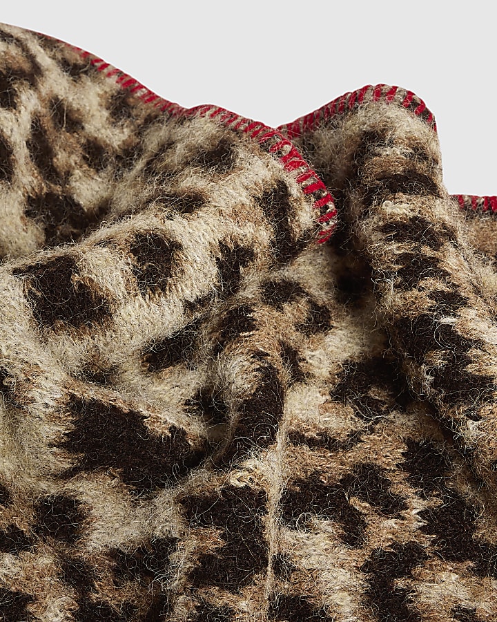 Brown Leopard Print Triangle Scarf