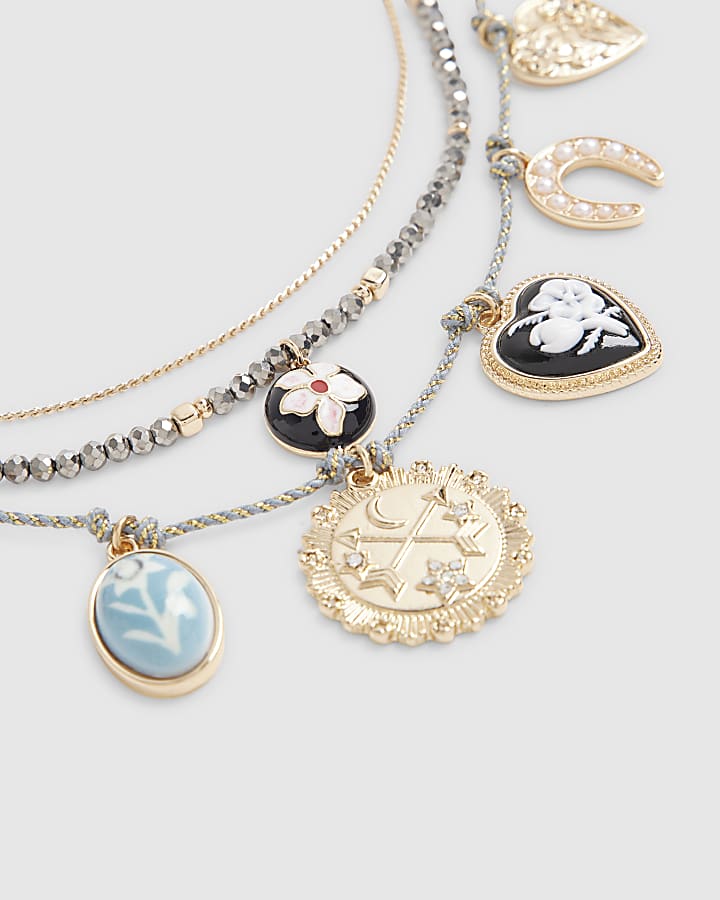 Gold Multi Charm Necklace