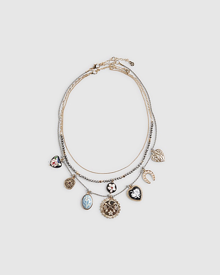 Gold Multi Charm Necklace