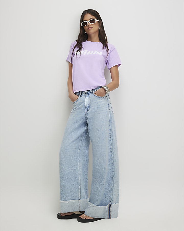 Purple Cotton Delulu Graphic T-Shirt