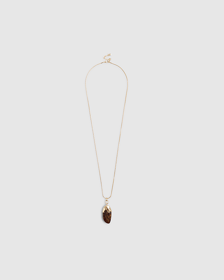 Gold Acorn Pendant Long Necklace