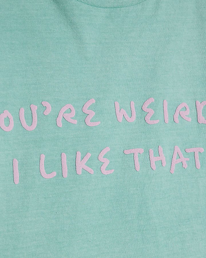 Green Cotton You're Weird Graphic T-Shirt