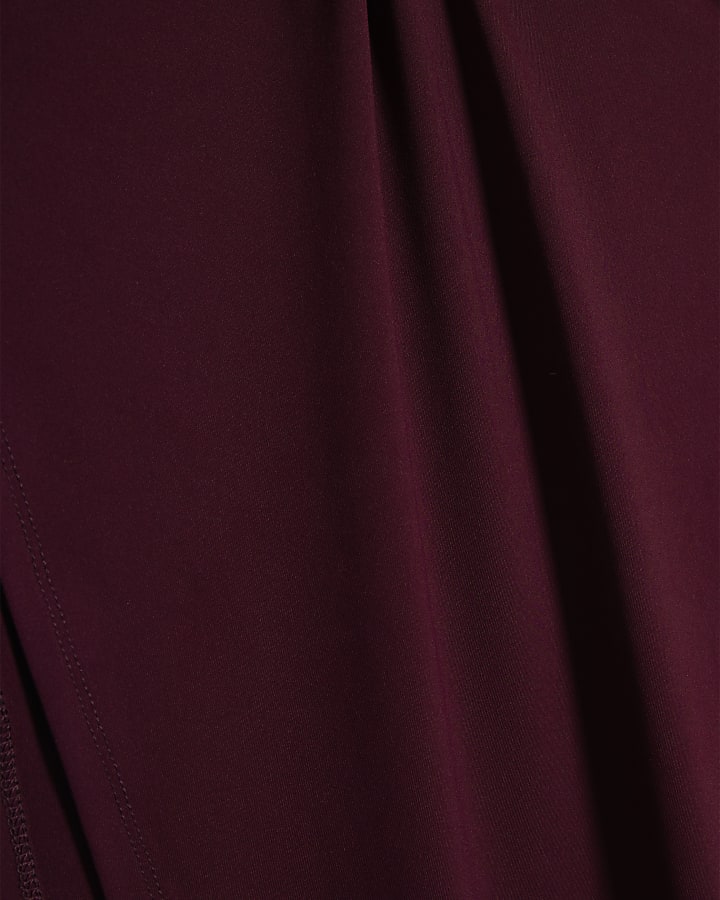 Red Shoulder Pad Long Asymmetric Top