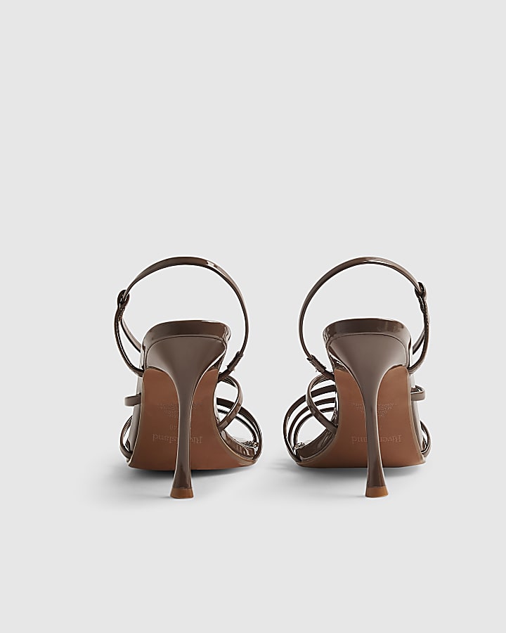 Brown Skinny Strappy Heeled Sandals