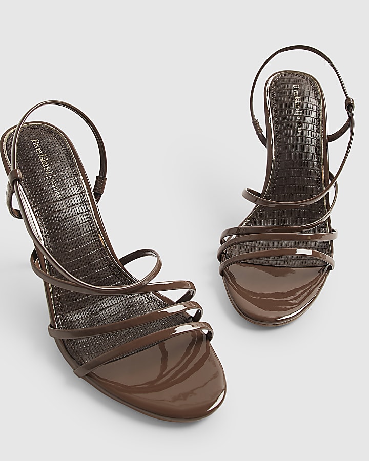 Brown Skinny Strappy Heeled Sandals