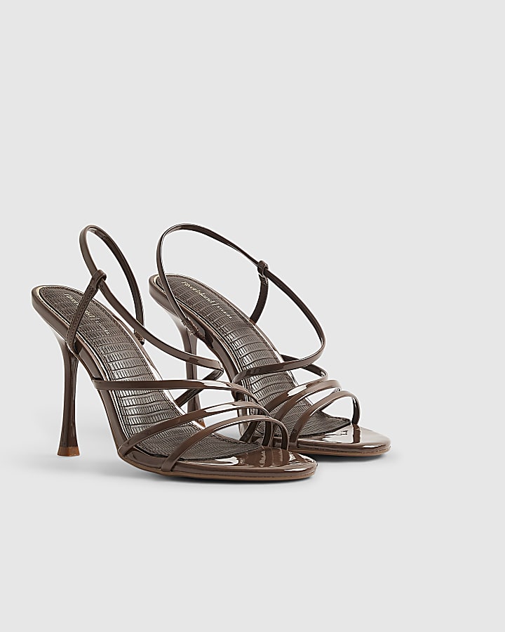 Brown Skinny Strappy Heeled Sandals