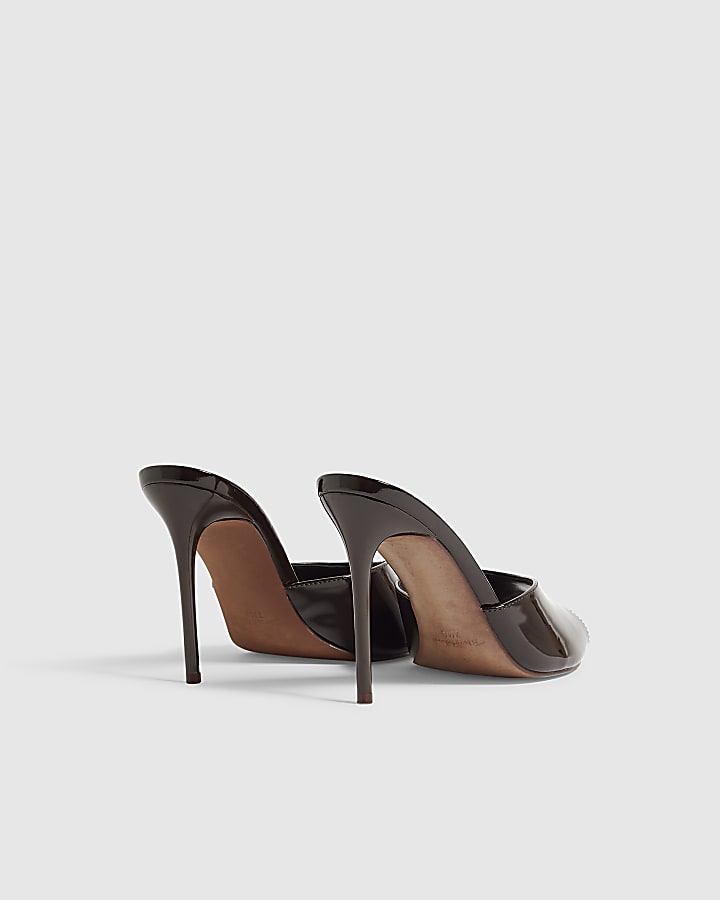 Brown Mule Heeled Sandals