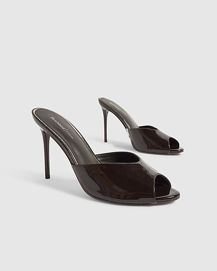 Brown Mule Heeled Sandals