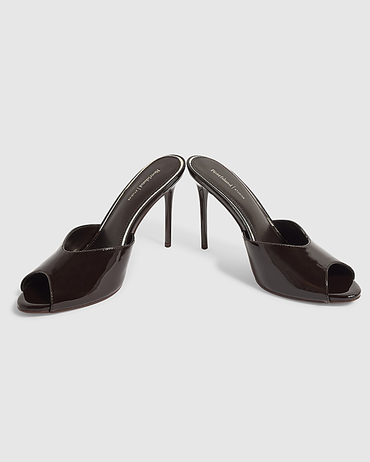 Brown Mule Heeled Sandals