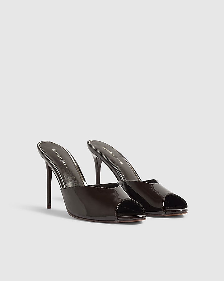 Brown Mule Heeled Sandals