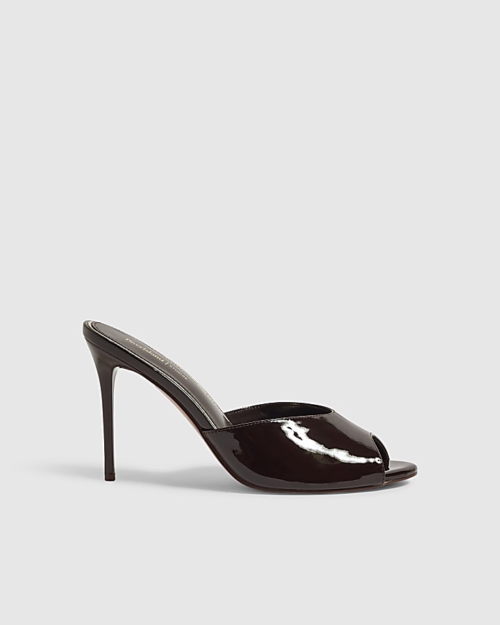 Brown Mule Heeled Sandals