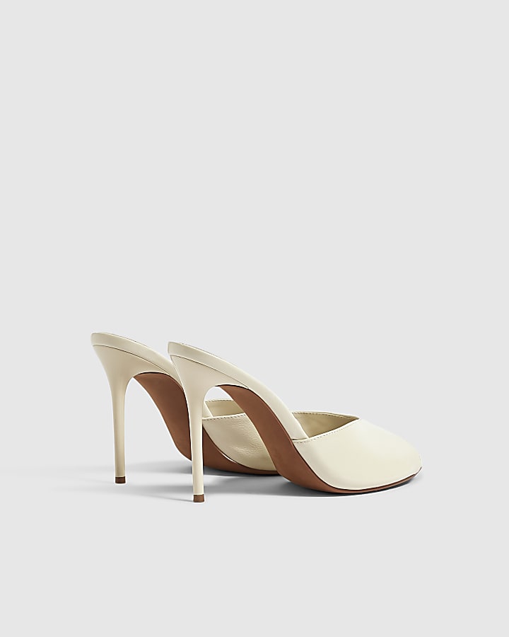 Cream Mule Heeled Sandals