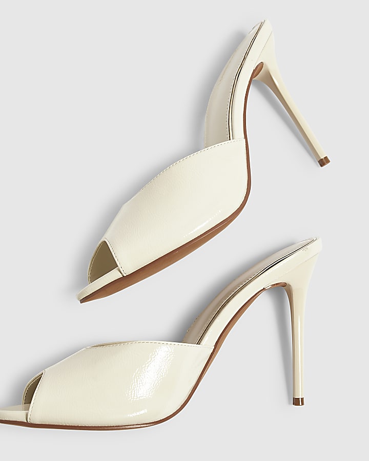 Cream Mule Heeled Sandals