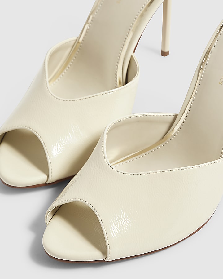Cream Mule Heeled Sandals