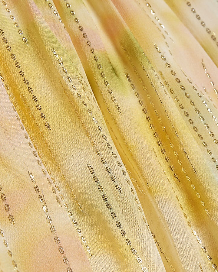 Petite Yellow Metallic Tie Dye Maxi Dress