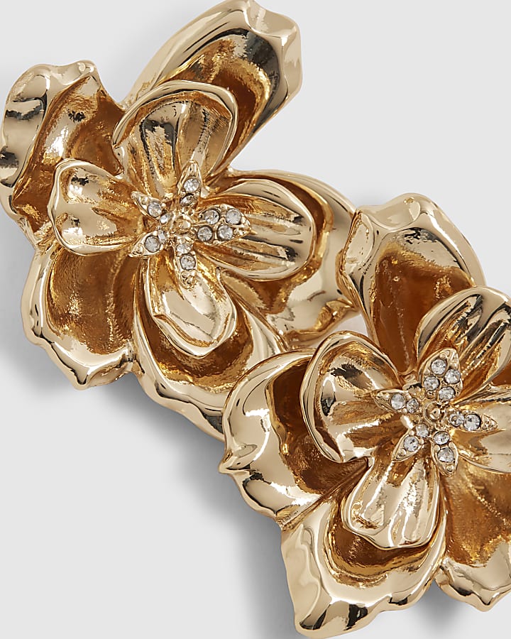 Gold Flower Stud Earrings