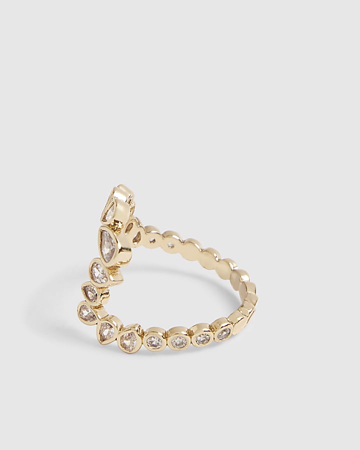 Gold Diamante Wave Ring