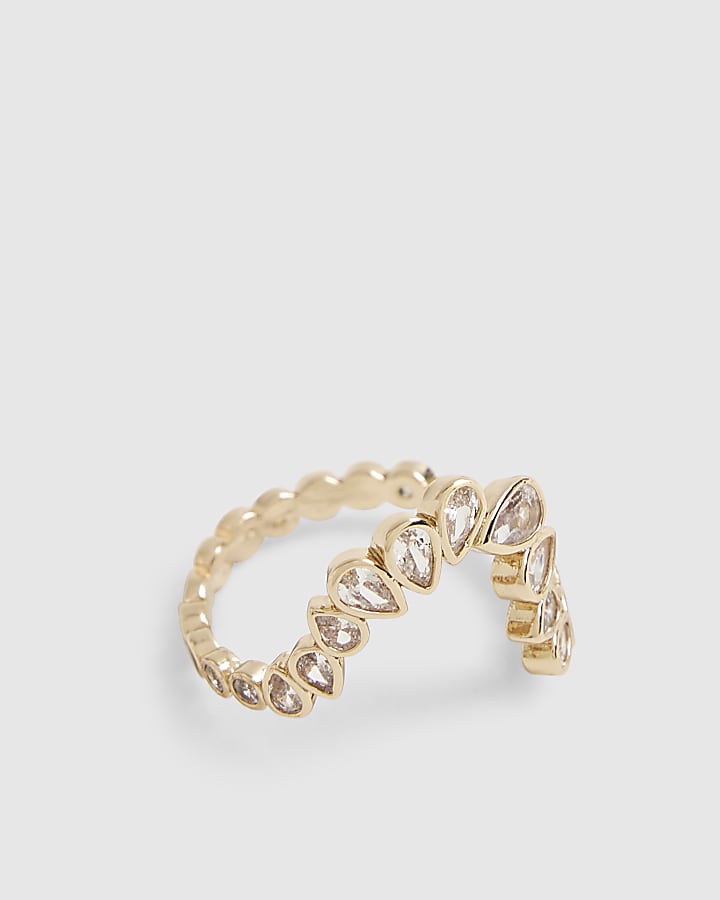 Gold Diamante Wave Ring