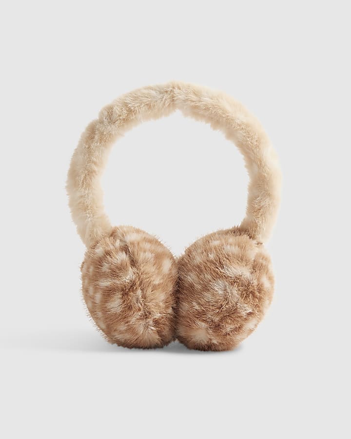 Brown Deer Print Earmuffs
