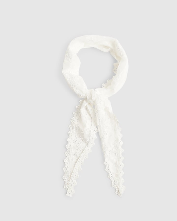 Cream Lace Triangle Scarf