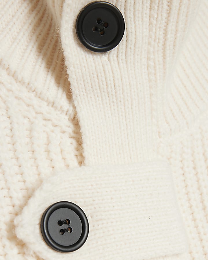 Cream Tie Rib Cardigan