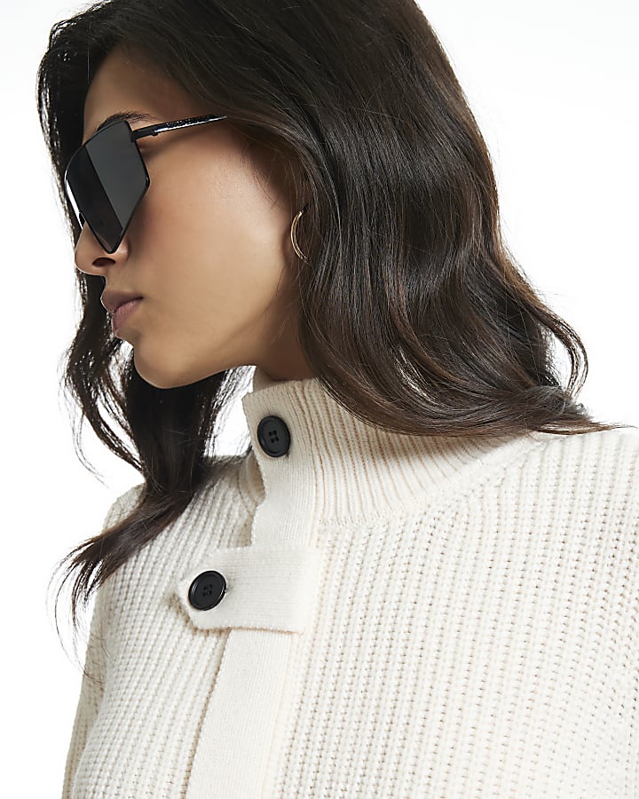 Cream Tie Rib Cardigan