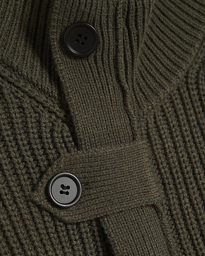 Green Tie Rib Cardigan