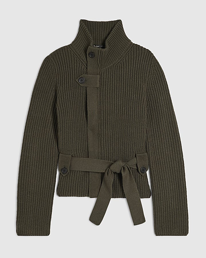 Green Tie Rib Cardigan