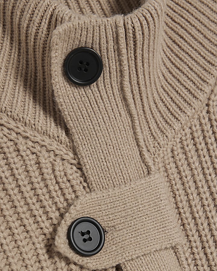 Beige Tie Rib Cardigan