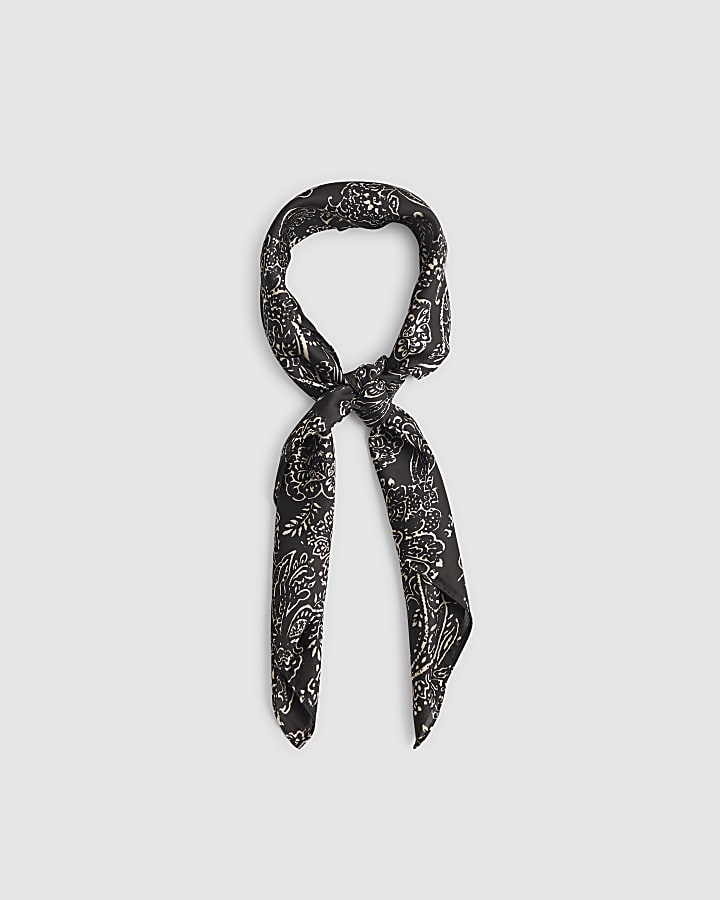 Black Paisley Print Scarf