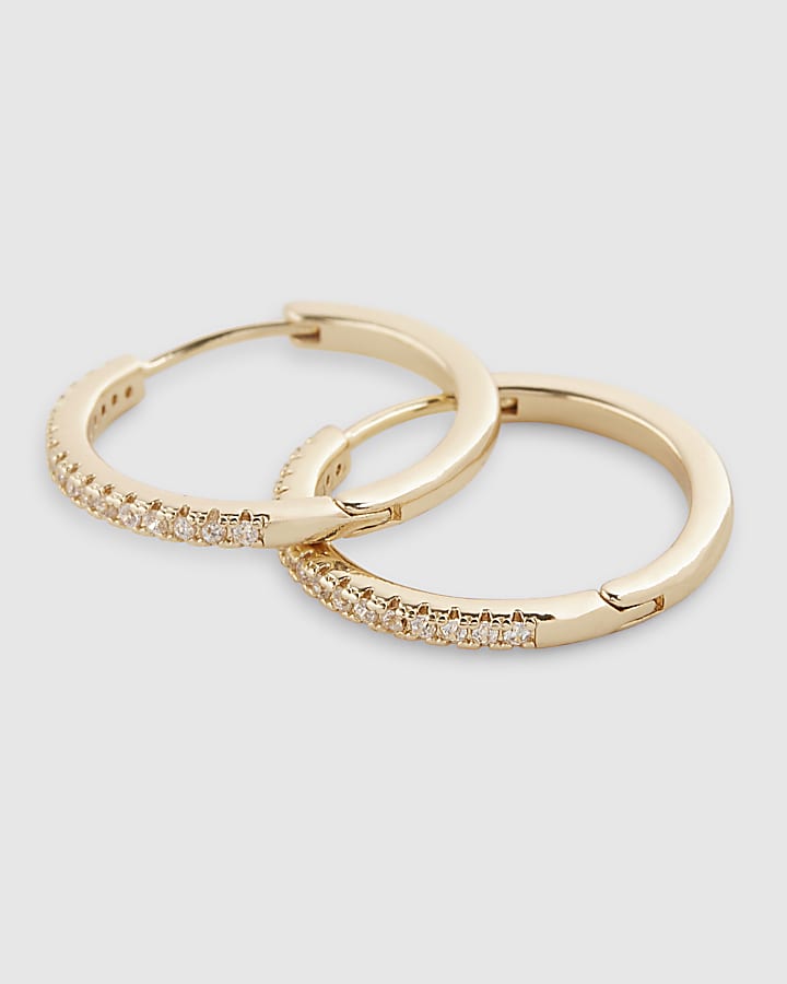 Gold Rhinestone Hoop Earrings