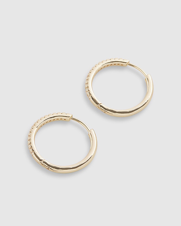 Gold Rhinestone Hoop Earrings