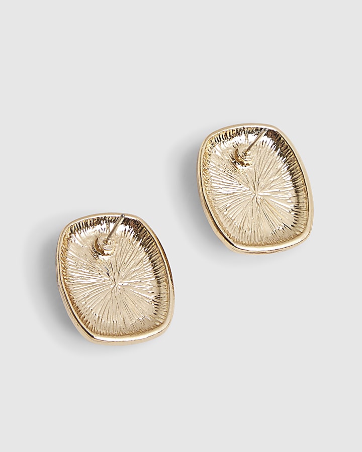 Brown Resin Oval Stud Earrings