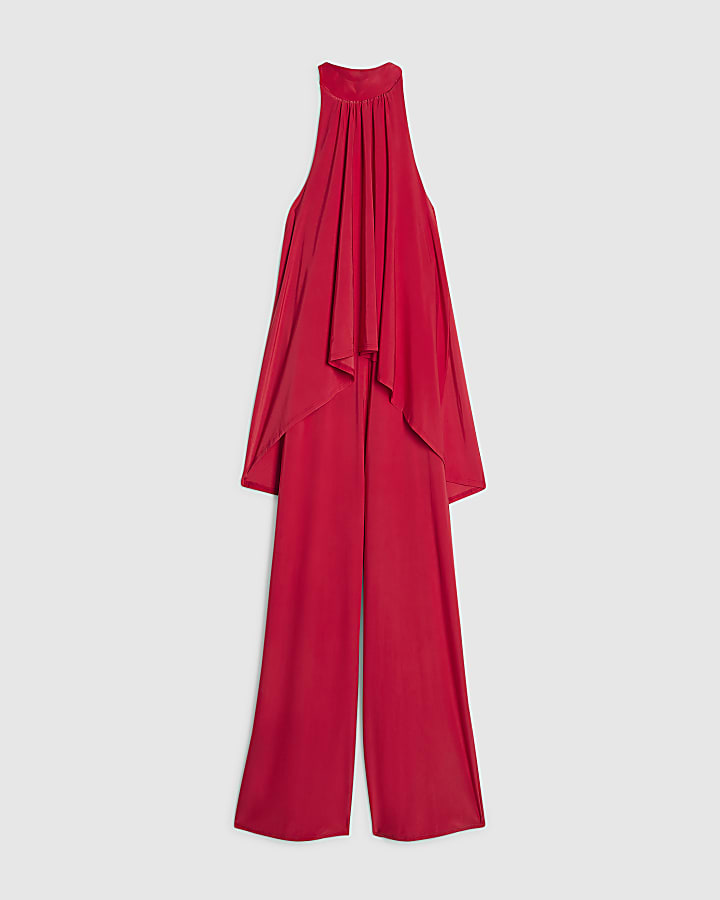 Red Halter Neck Jumpsuit