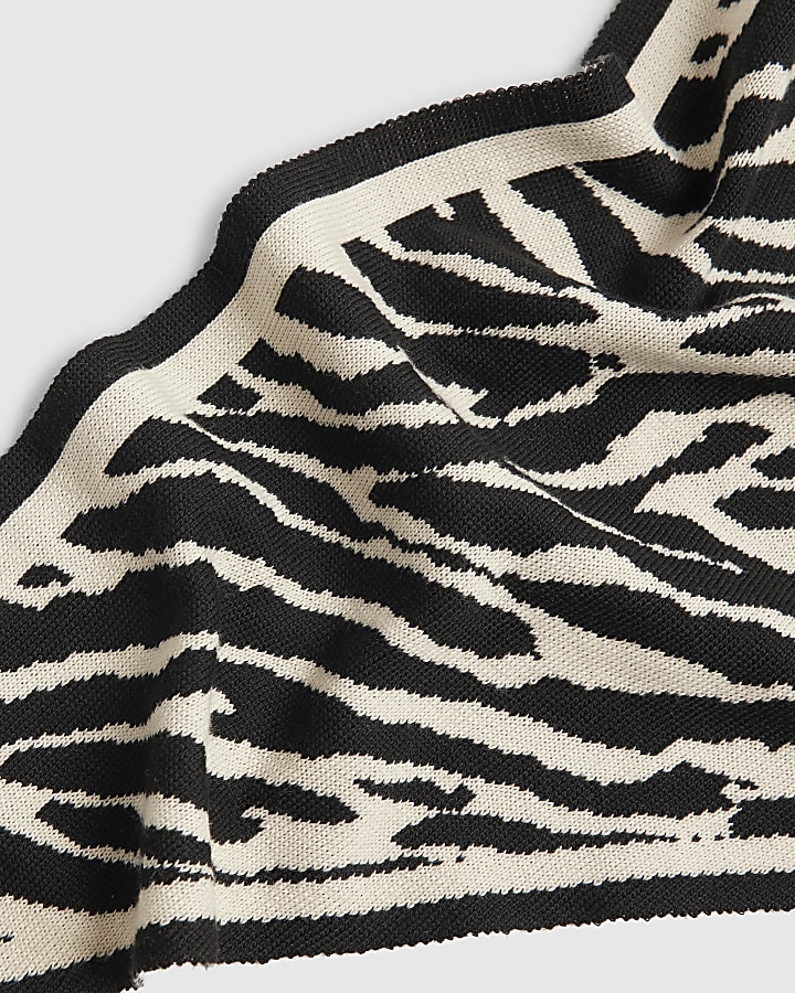 White Zebra Print Scarf