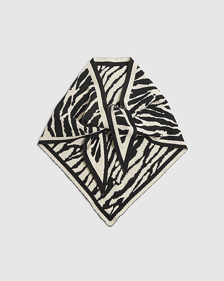 White Zebra Print Scarf