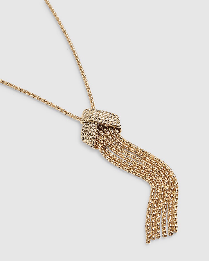 Gold Tassel Long Pendant Necklace