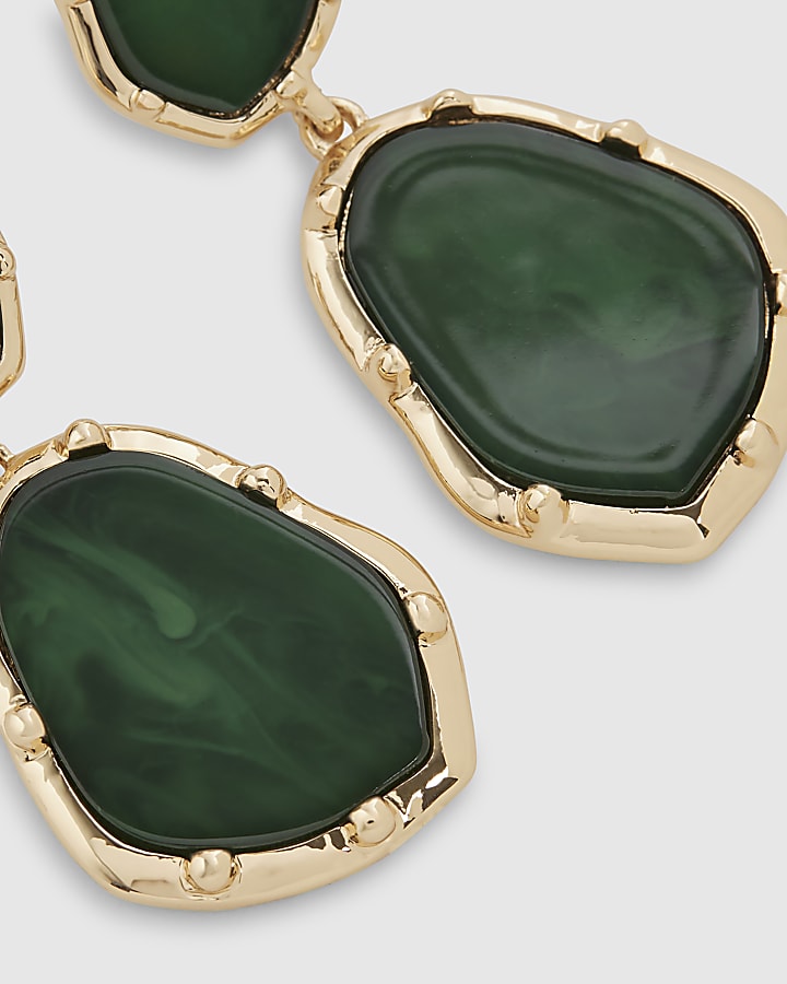 Green Irregular Double Drop Earrings