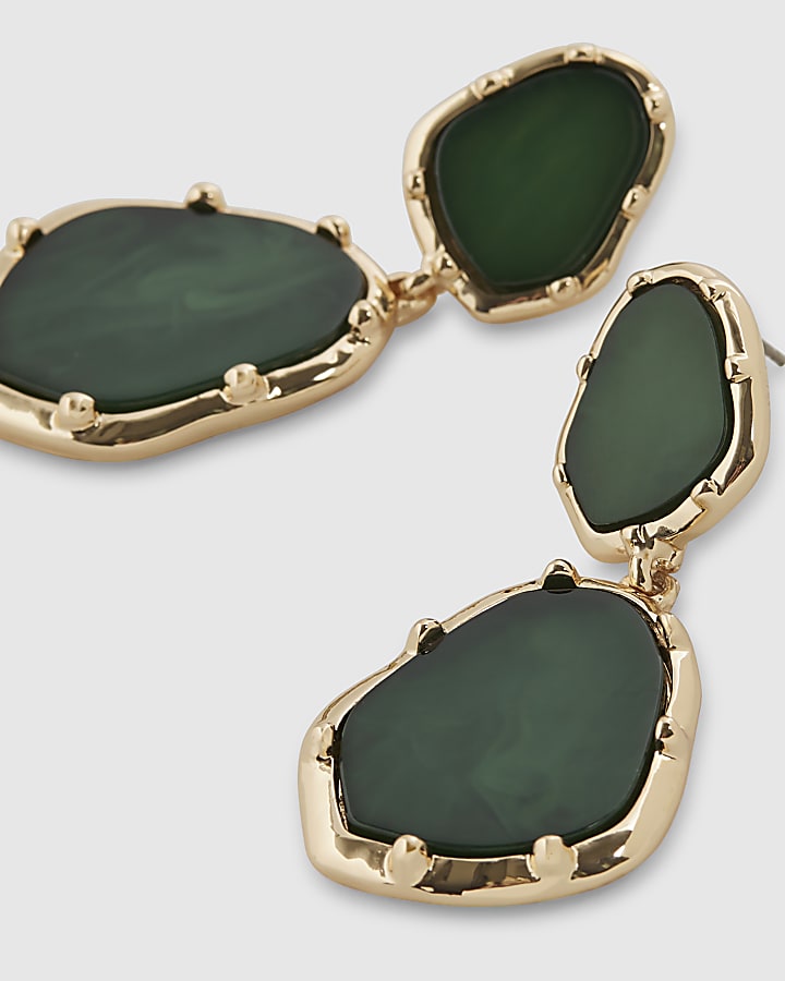 Green Irregular Double Drop Earrings