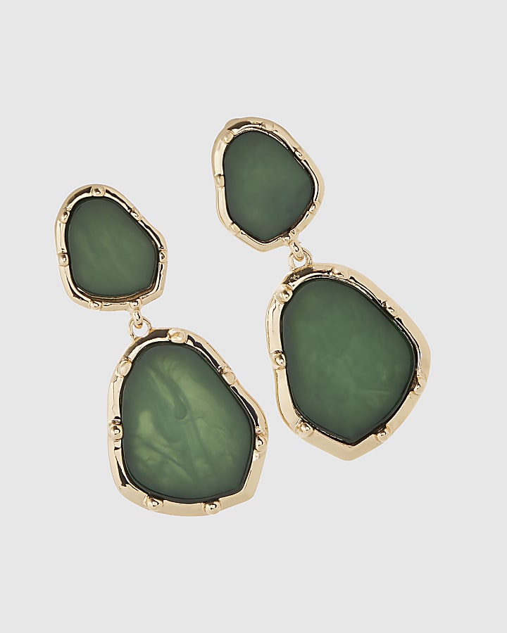Green Irregular Double Drop Earrings