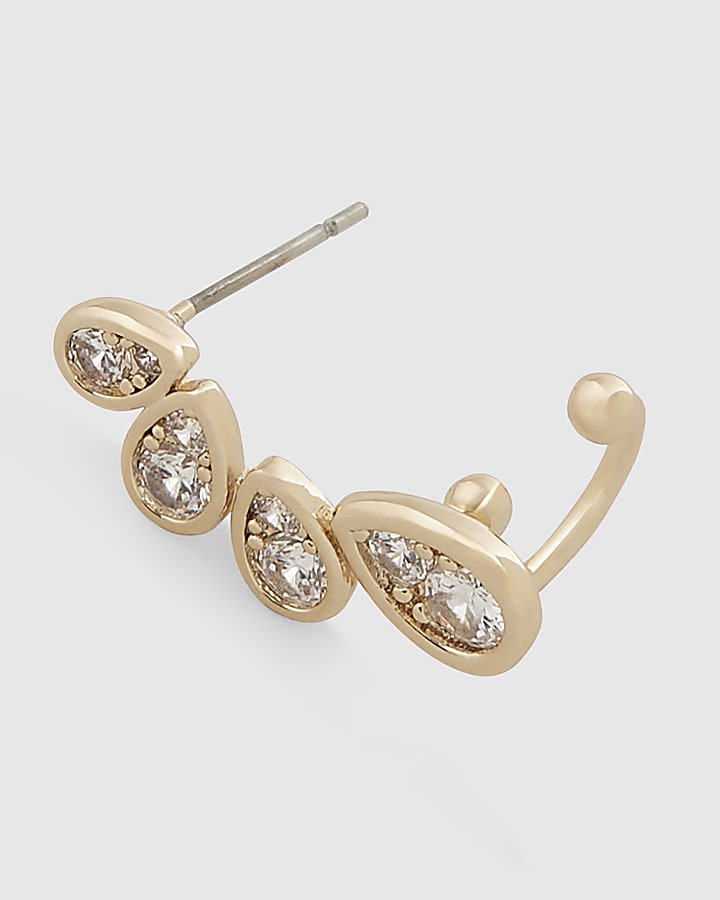 Gold Diamond Simulant Stud Earrings