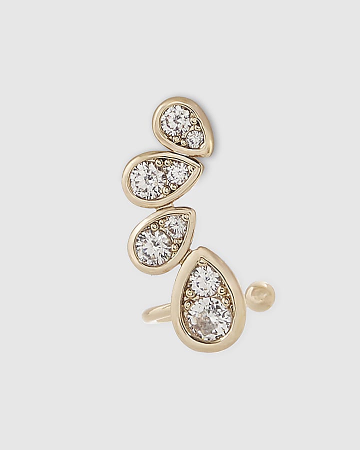 Gold Diamond Simulant Stud Earrings