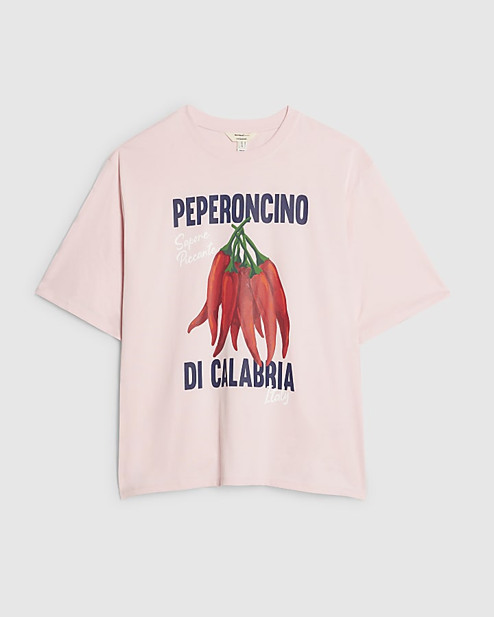 Pink Cotton Pepperoncino Boyfriend T-Shirt