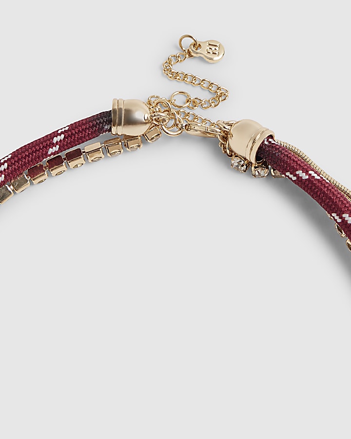 Red Layered Love Corded Charm Necklace