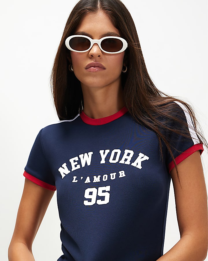 Navy New York Fitted T-Shirt