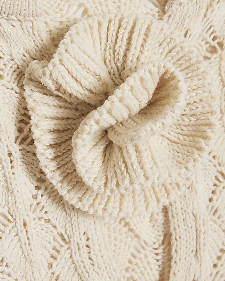 Cream Crochet Floral Corsage Top